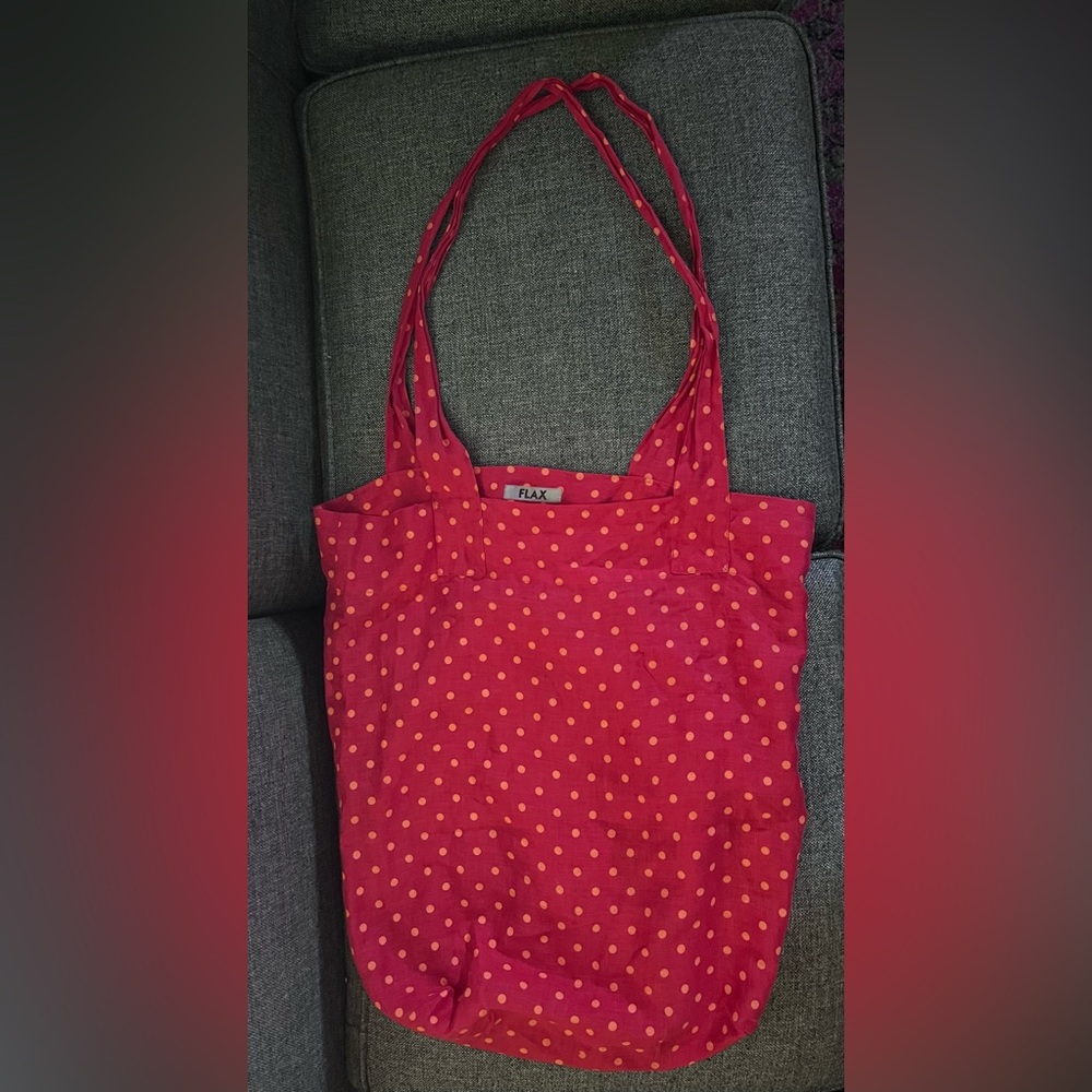Flax Linen Bag - Red Polka Dot